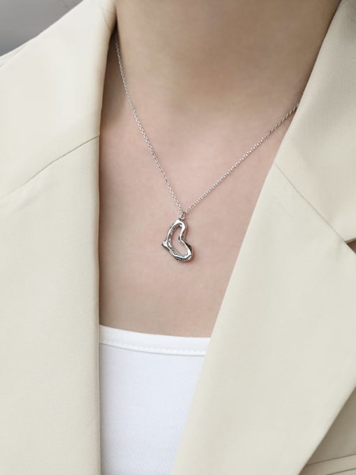 DAKA 925 Sterling Silver Hollow Heart Minimalist Necklace 3