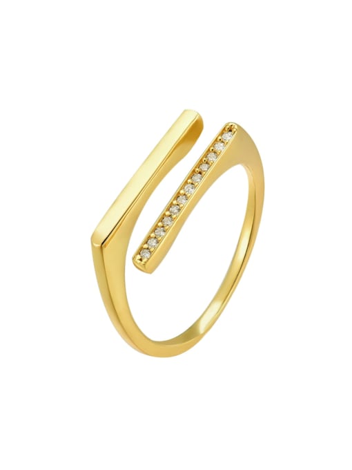 Gold Double Layer Diamond Ring 925 Sterling Silver Cubic Zirconia Geometric Minimalist Double Layer  Band Ring