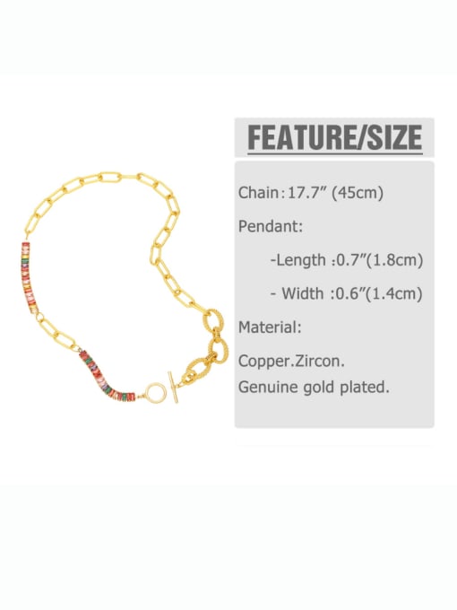 CC Brass Cubic Zirconia Geometric Hip Hop Asymmetrical  Chain Necklace 3