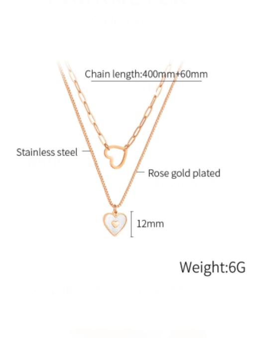 Open Sky Titanium Steel Shell Heart Minimalist Multi Strand Necklace 2