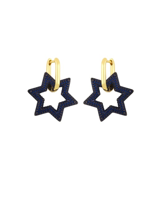 blue Brass Cubic Zirconia Star Vintage Drop Earring