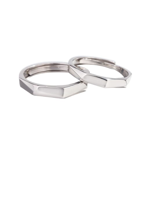 HAHN 925 Sterling Silver Smooth Geometric Minimalist Couple Ring