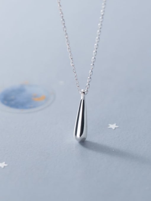 Rosh 925 Sterling Silver smooth Water Drop Minimalist Necklace 2