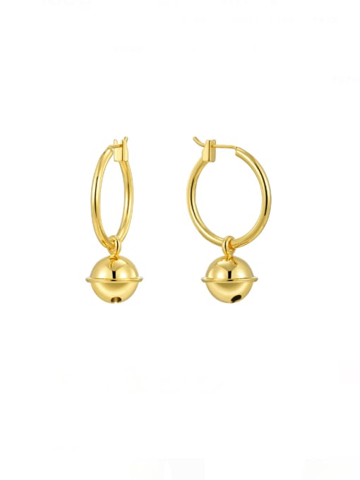 Gold hollow round ball earrings Brass Hollow Round Ball Minimalist Huggie Earring