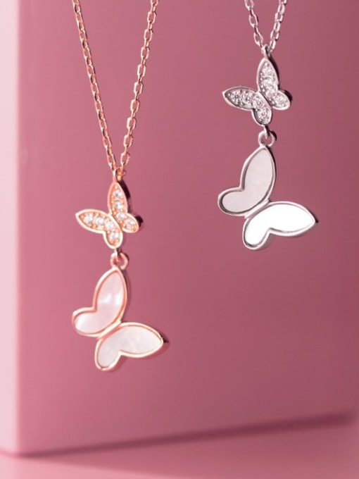 Rosh 925 Sterling Silver Shell Butterfly Minimalist Necklace 0