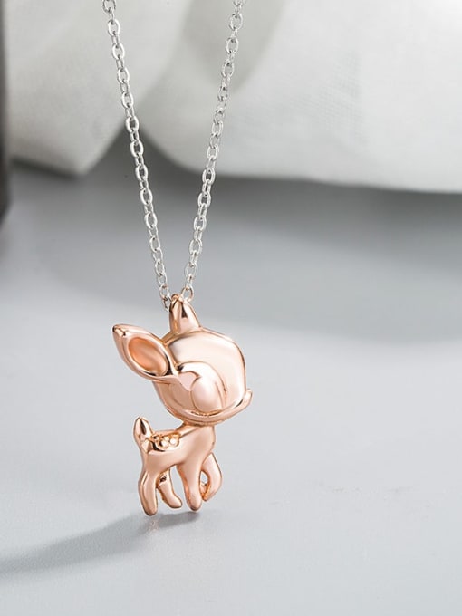 Pendant with platinum chain 925 Sterling Silver Deer Minimalist Necklace