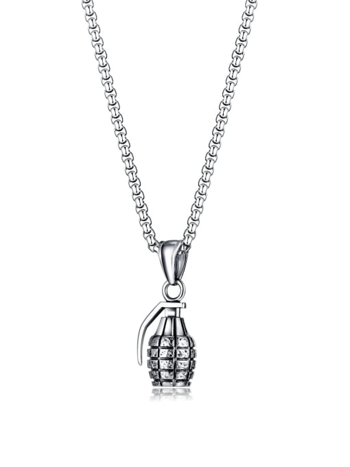2196 pendant +with pearl chain 3mm*55cm Titanium Steel Irregular Hip Hop Necklace
