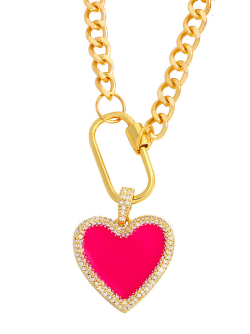 Rose red Brass Enamel Heart Minimalist Necklace