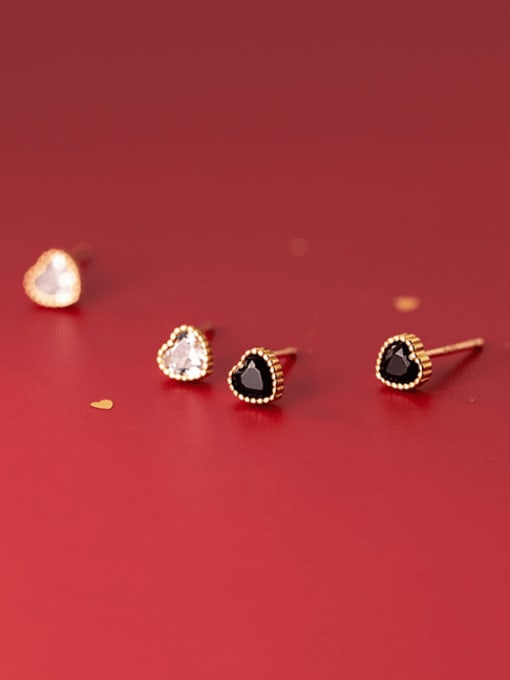 Rosh 925 Sterling Silver Enamel Heart Minimalist Stud Earring