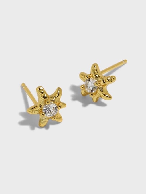 DAKA 925 Sterling Silver Rhinestone Star Minimalist Stud Earring