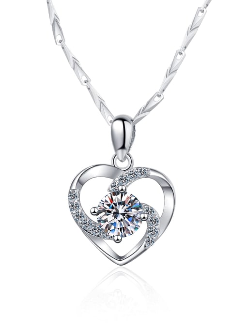 MOISS Sterling Silver 0.8 CT Moissanite Heart Dainty Necklace 4