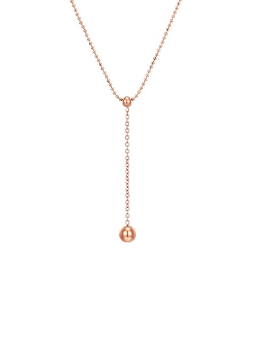 Rose Gold Stainless steel Bead Geometric Trend Lariat Necklace