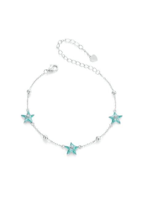 Jare 925 Sterling Silver Enamel Sea Star Minimalist Link Bracelet