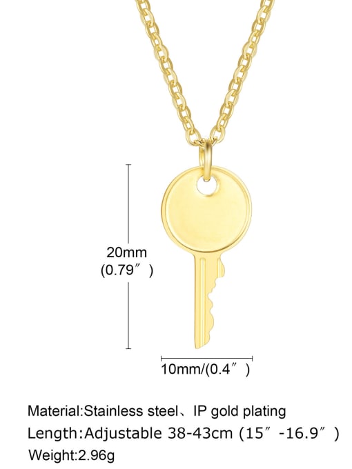 CONG Titanium Steel Key Minimalist Necklace 2