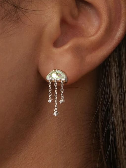 Jare 925 Sterling Silver Tassel Symphony Jellyfish Stud Earrings 1