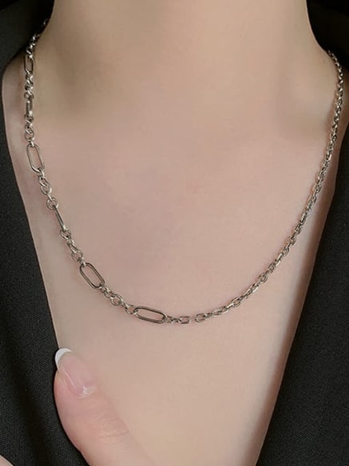 KDP-Silver 925 Sterling Silver Vintage Asymmetrical  Chain Necklace 1