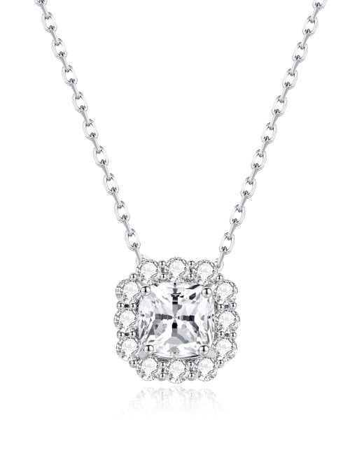 BLING SU Brass Cubic Zirconia Square Classic Necklace 0