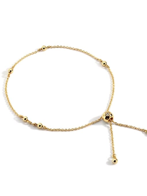 Gold Bead Bracelet Brass Bead Geometric Minimalist Link Bracelet