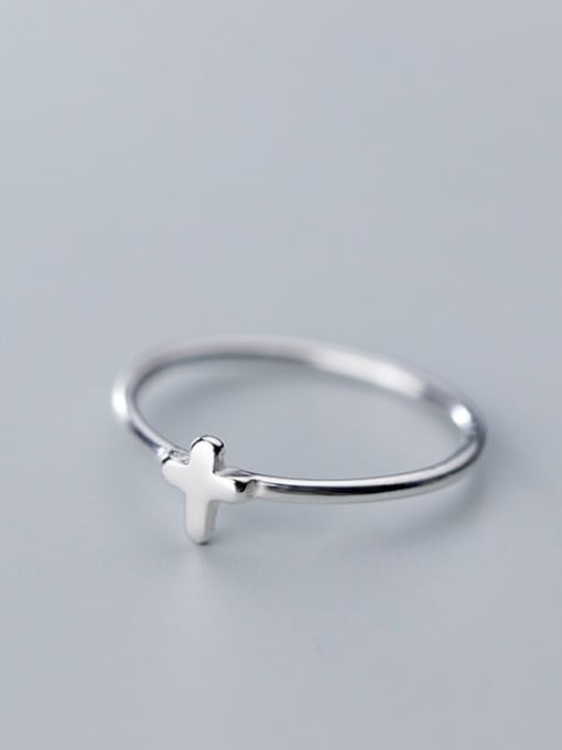 Rosh 925 Sterling Silver Smooth Cross Minimalist Free size Ring 2