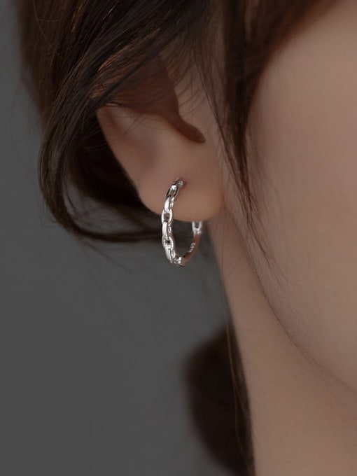 Rosh 925 Sterling Silver Geometric Minimalist Hoop Earring 3