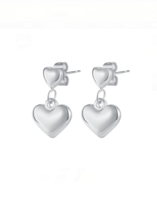 719 steel Titanium Steel Heart Minimalist Drop Earring