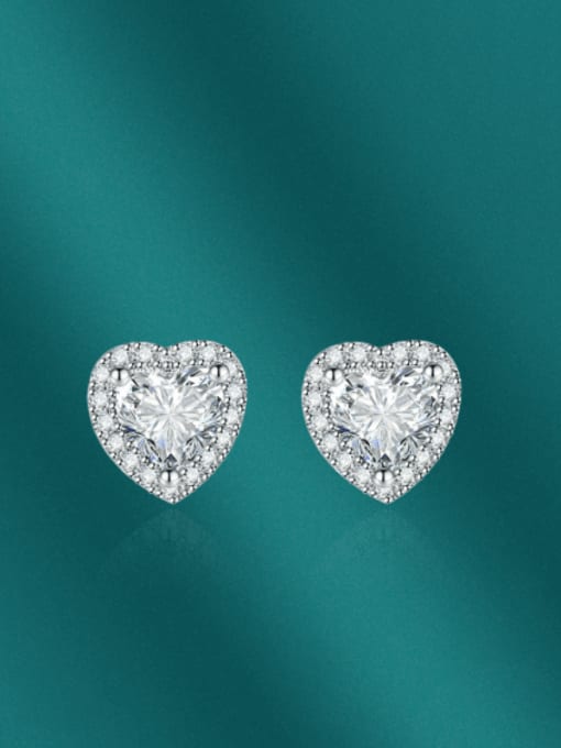Platinum Brass Cubic Zirconia Heart Luxury Cluster Earring