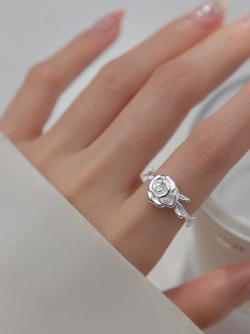 Rosh 925 Sterling Silver Flower Cute Band Ring 2