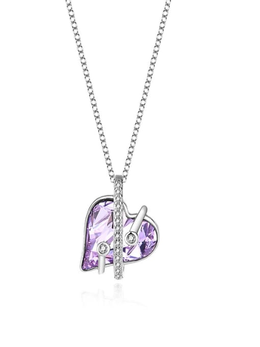 JYXZ 025 (purple) 925 Sterling Silver Austrian Crystal Heart Classic Necklace