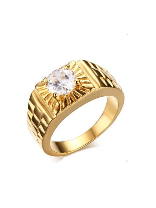 CONG Stainless steel Cubic Zirconia Geometric Vintage Band Ring