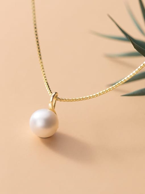 Rosh 925 Sterling Silver Imitation Pearl Round Minimalist Necklace 0