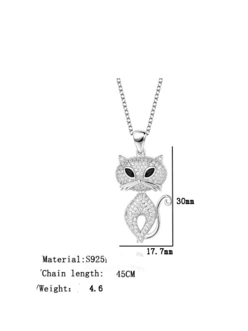 BC-Swarovski Elements 925 Sterling Silver Cubic Zirconia Icon Cat Cute Necklace 2