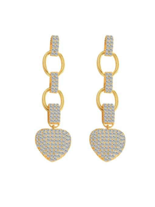 L.WIN Brass Cubic Zirconia Heart Luxury Cluster Earring 0