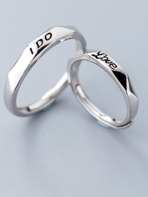 Rosh 925 Sterling Silver Letter Minimalist Couple Ring