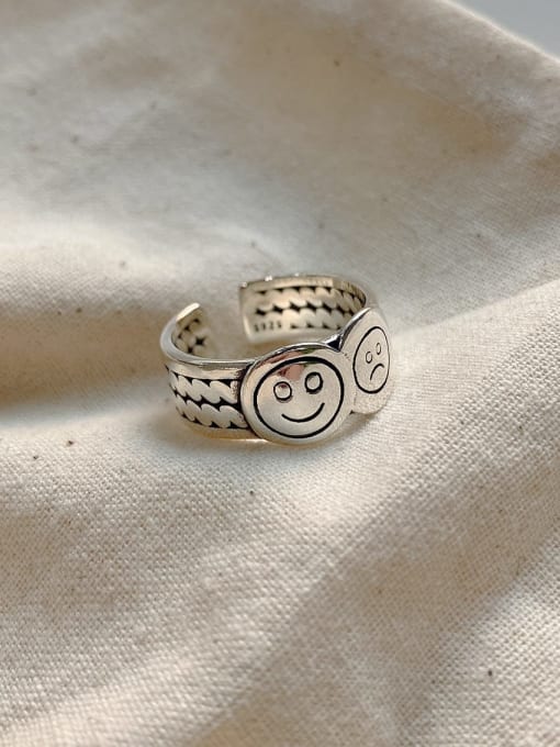 Boomer Cat 925 Sterling Silver  Minimalist Smiley  free size Ring 1