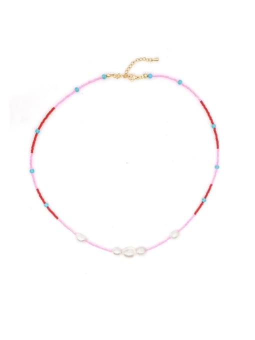 ZZ N200038A Stainless steel Freshwater Pearl Multi Color Irregular Bohemia Necklace