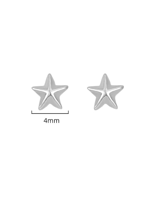 BeiFei Minimalism Silver 925 Sterling Silver Asymmetrical   Star Moon Minimalist Stud Earring 3