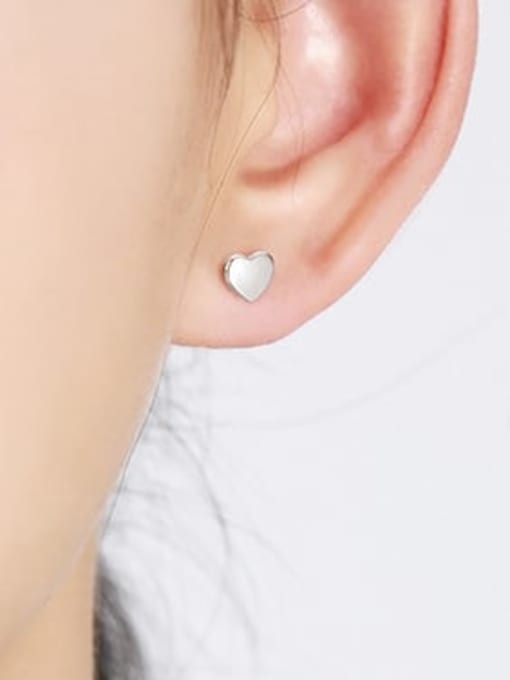 MODN 925 Sterling Silver Heart Statement Stud Earring 1