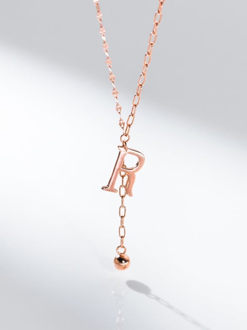 Rosh 925 Sterling Silver Letter Minimalist Lariat Necklace 3