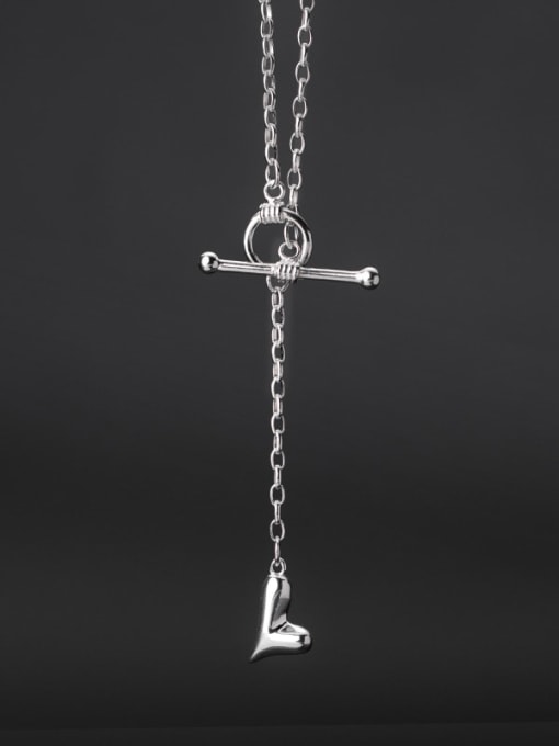 Rosh 925 Sterling Silver Heart Vintage Regligious Necklace 2