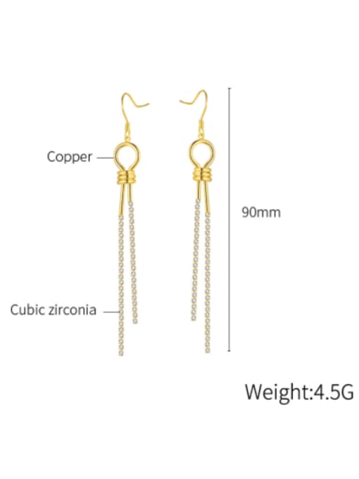 Open Sky Brass Cubic Zirconia Tassel Minimalist Threader Earring 3