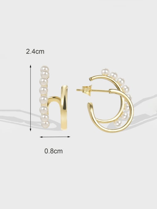 CHARME Brass Imitation Pearl Geometric Minimalist Earring 2