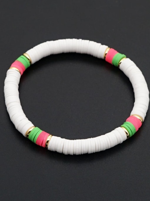 QT B200167J Stainless steel Multi Color Polymer Clay Letter Bohemia Stretch Bracelet