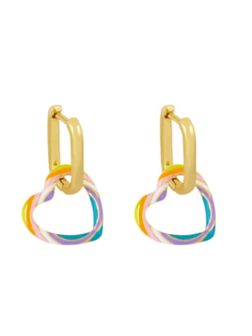 colour Brass Enamel Heart Minimalist Huggie Earring
