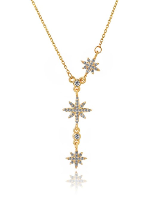DUDU Brass Cubic Zirconia Star Dainty Lariat Necklace 0