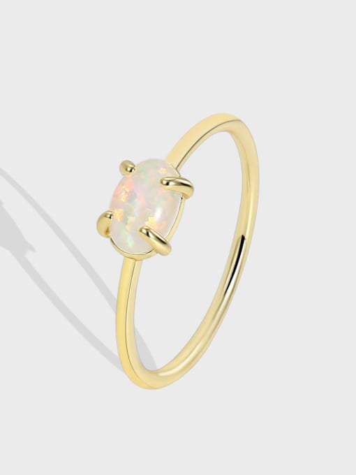 CHARME Brass Opal Geometric Cute Band Ring 0