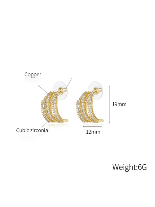 Open Sky Brass Cubic Zirconia Geometric Minimalist Multilayer Stud Earring 3