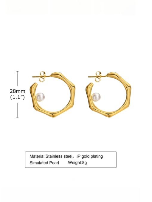 LI MUMU Stainless steel Imitation Pearl Geometric Minimalist Stud Earring 2