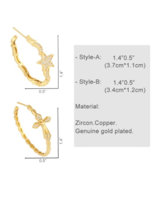 CC Brass Cubic Zirconia Star Vintage Hoop Earring 2