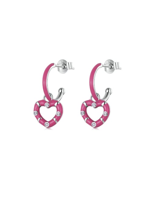 Jare 925 Sterling Silver Enamel Heart Cute Drop Earring 0