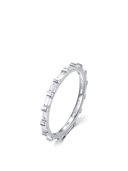 white 925 Sterling Silver Cubic Zirconia Round Minimalist Band Ring